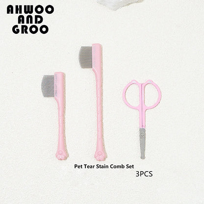 Haustier-Pflegeset 4-teilig - Kamm, Zahnbürste, Schere, Nagelknipser für Hunde & Katzen