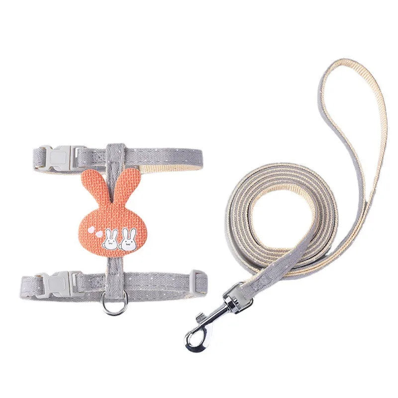 Adjustable cat harness with leash – cartoon design for kittens &amp; puppies