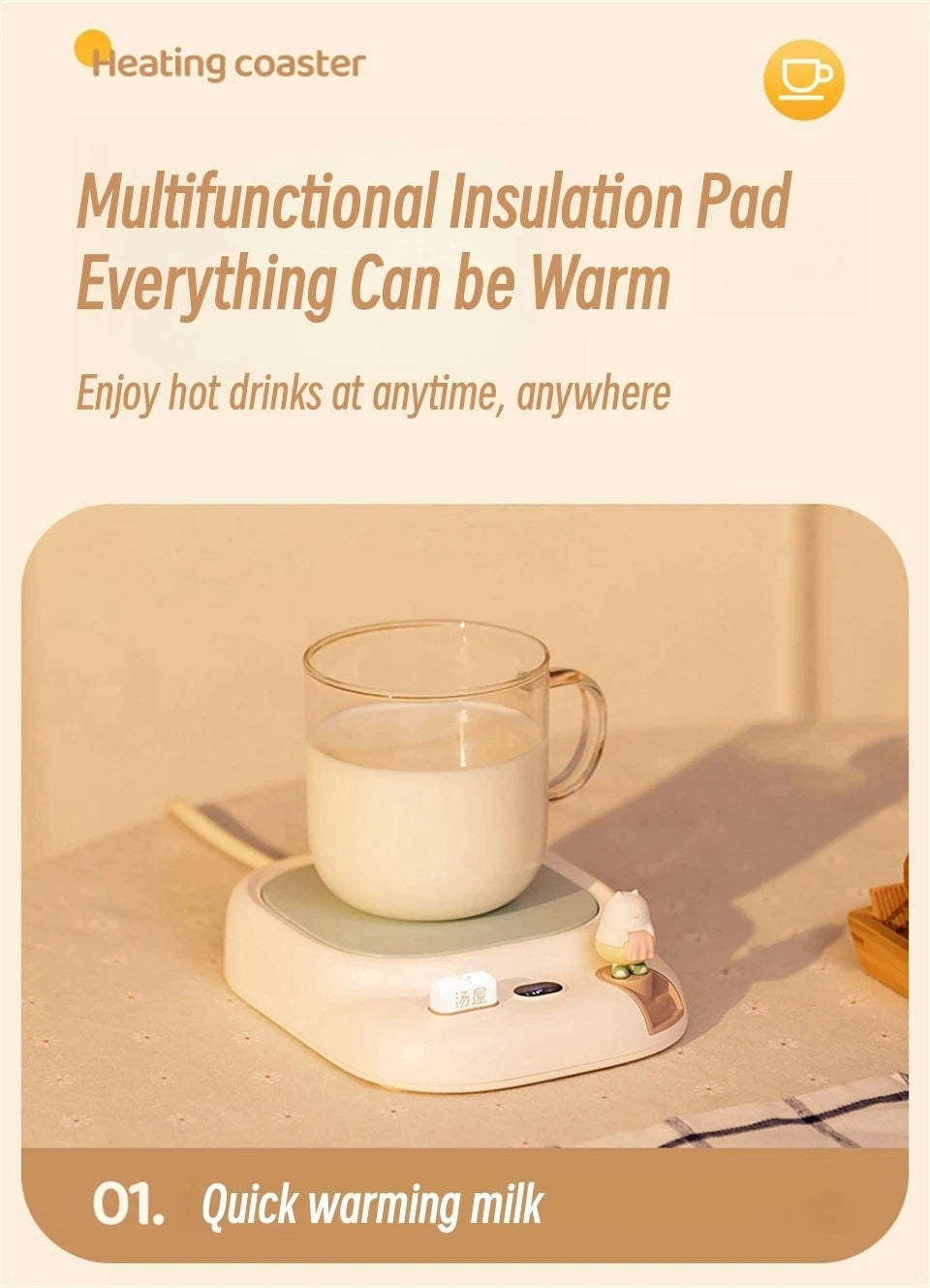 40W Tassenwärmer elektrisch - Getränkewärmer mit 4 Temperaturstufen für Kaffee, Tee & Milch