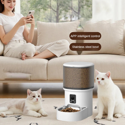 Comedero automático para mascotas de 4 l con wifi y cámara - Control por app para perros y gatos