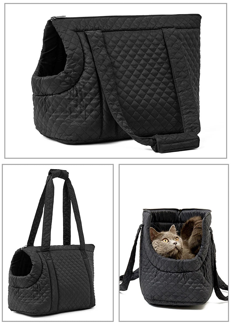 Pet Handbag for Cats - Quilted Shoulder Bag for Autumn &amp; Winter