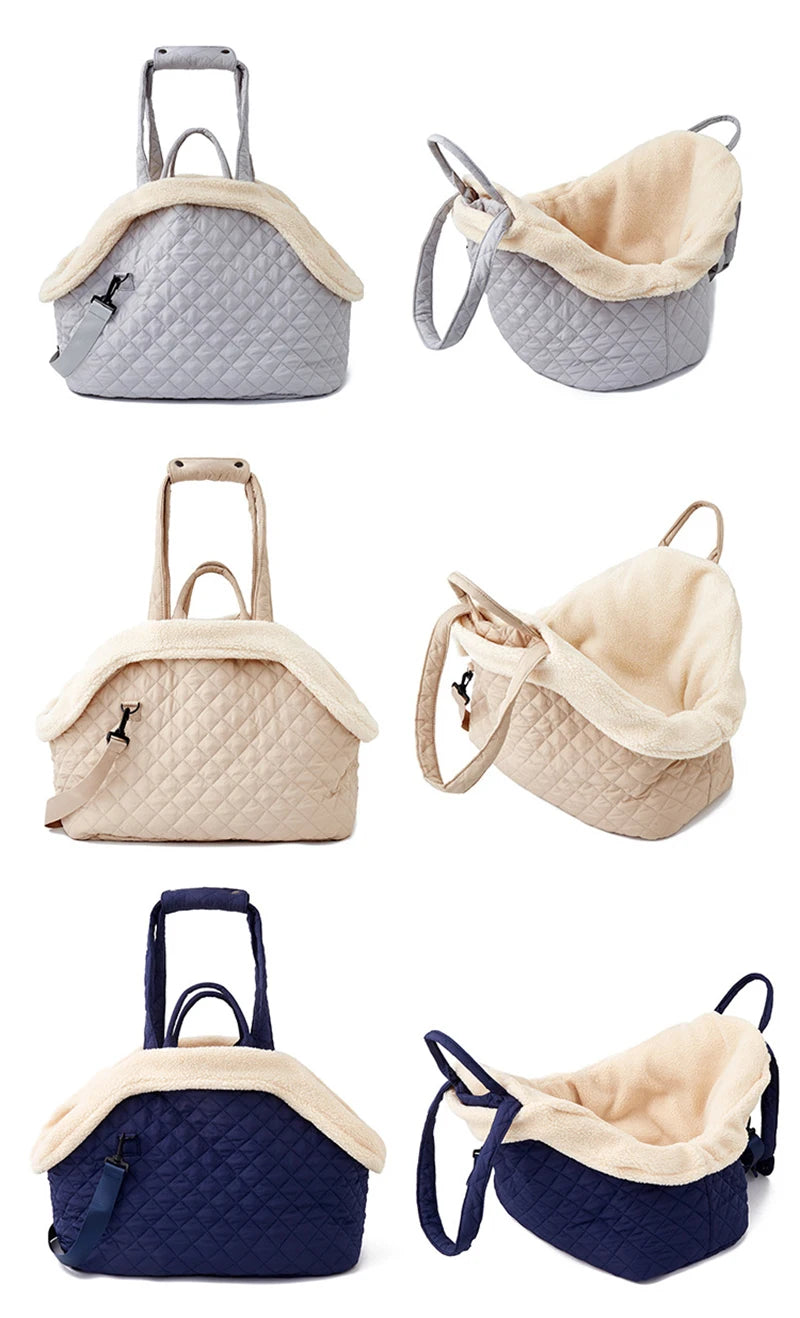 Pet Handbag for Cats - Quilted Shoulder Bag for Autumn &amp; Winter