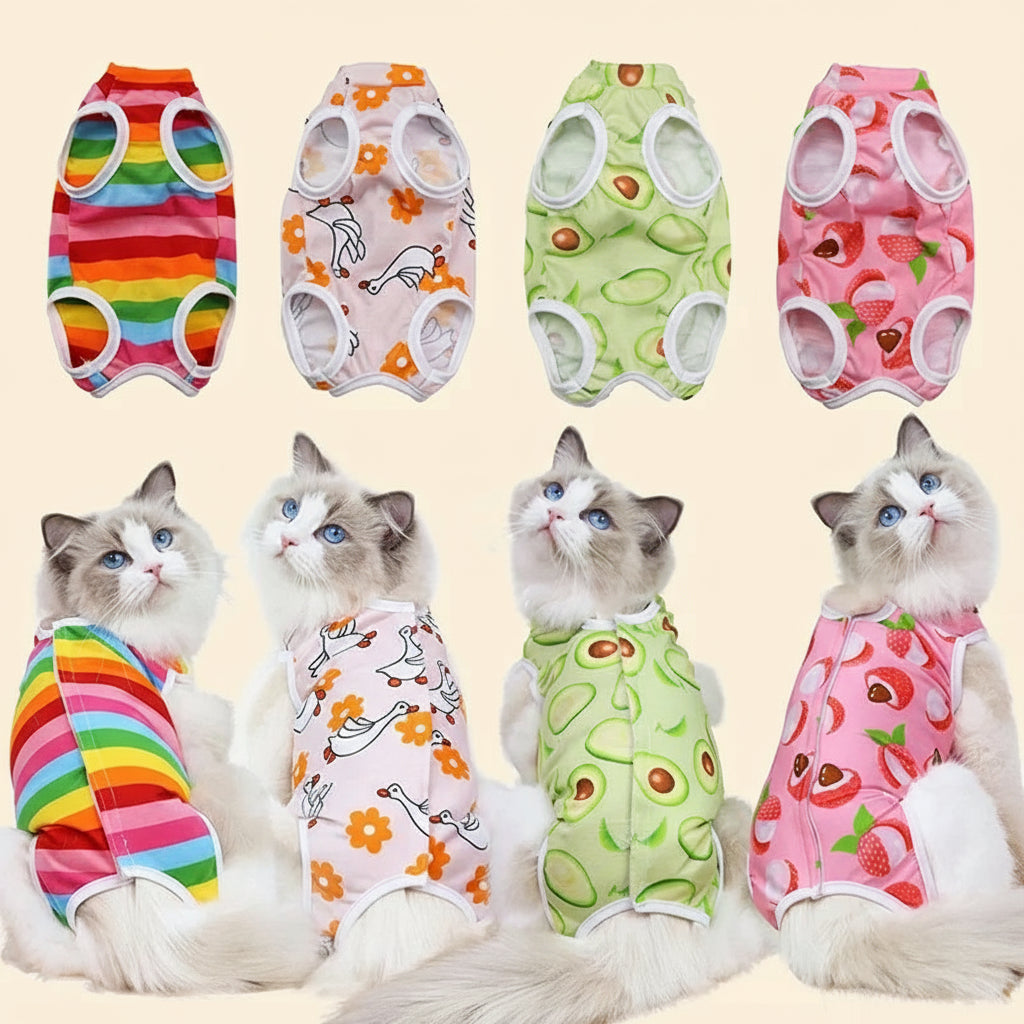 Anti-Leck-OP-Anzug für Hunde & Katzen – Bequemer Genesungsbody aus Baumwolle, atmungsaktiv und waschbar