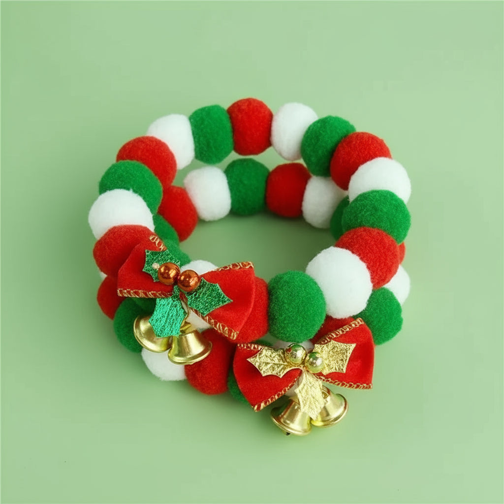 Weihnachtliches Haustier-Halsband mit Glöckchen – Verstellbarer Weihnachtskragen für Hunde & Katzen