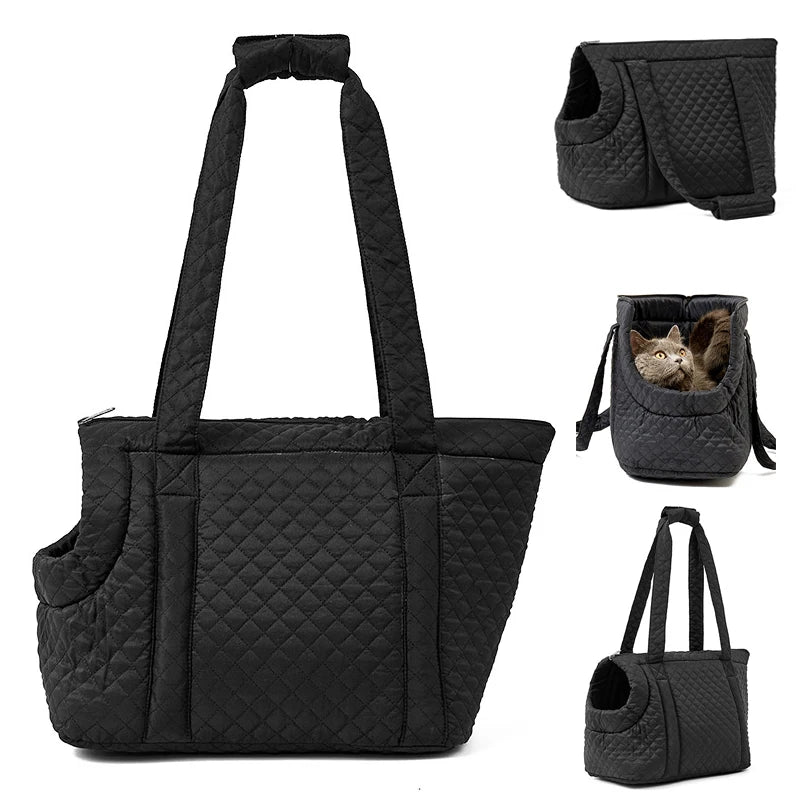 Pet Handbag for Cats - Quilted Shoulder Bag for Autumn &amp; Winter