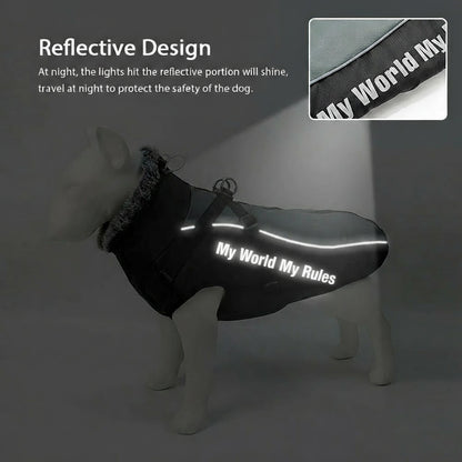 Wasserdichter Wintermantel für große Hunde – mit Geschirr, warm & winddicht