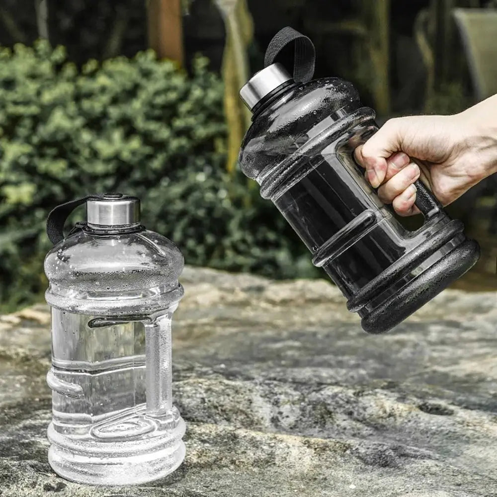 2L Sports Water Bottle - Large Drinking Bottle with Handle for Gym &amp; Training