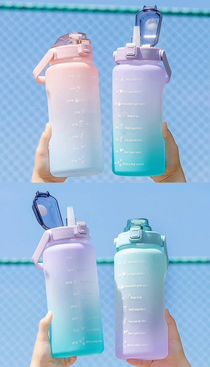 Botella deportiva de 2 l con cronómetro: tamaño XXL para fitness y actividades al aire libre.