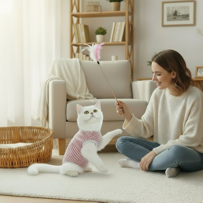 Gestreifte Schutzhose für Katzen und kleine Hunde – Atmungsaktive Baumwolle, komfortabler Sitz, ideal nach OP oder Sterilisation