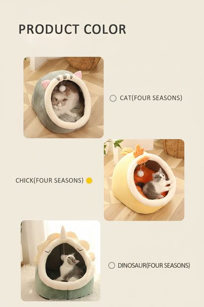 Katzenbett Kuschelhöhle - 3 Designs (Katze, Küken, Einhorn) - Weich & Waschbar