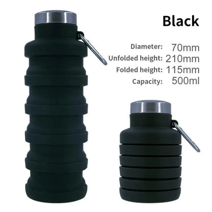 Foldable silicone water bottle - BPA-free &amp; portable for outdoor activities &amp; hiking