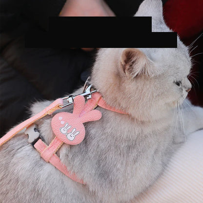 Adjustable cat harness with leash – cartoon design for kittens &amp; puppies
