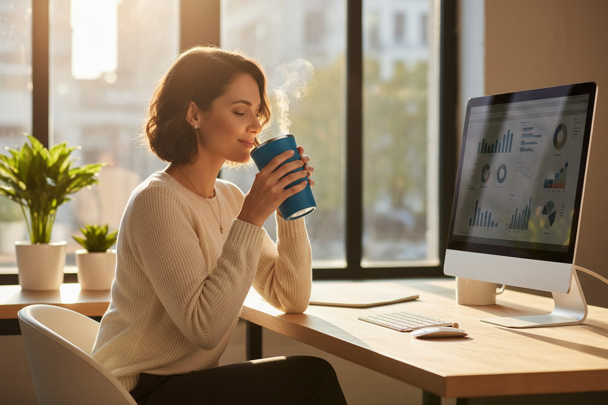 Stainless steel coffee mug 500ml to go – leak-proof &amp; insulated thermal mug