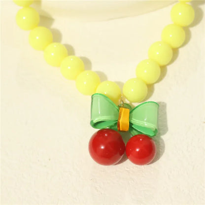 Collar de perlas para mascotas: hecho a mano, diseño de cereza para perros y gatos.