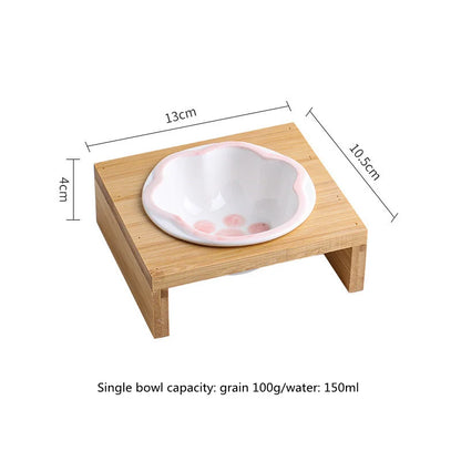 Keramik Futterstation für Katzen & Hunde – 3 Näpfe mit Bambusständer | Pets & Home