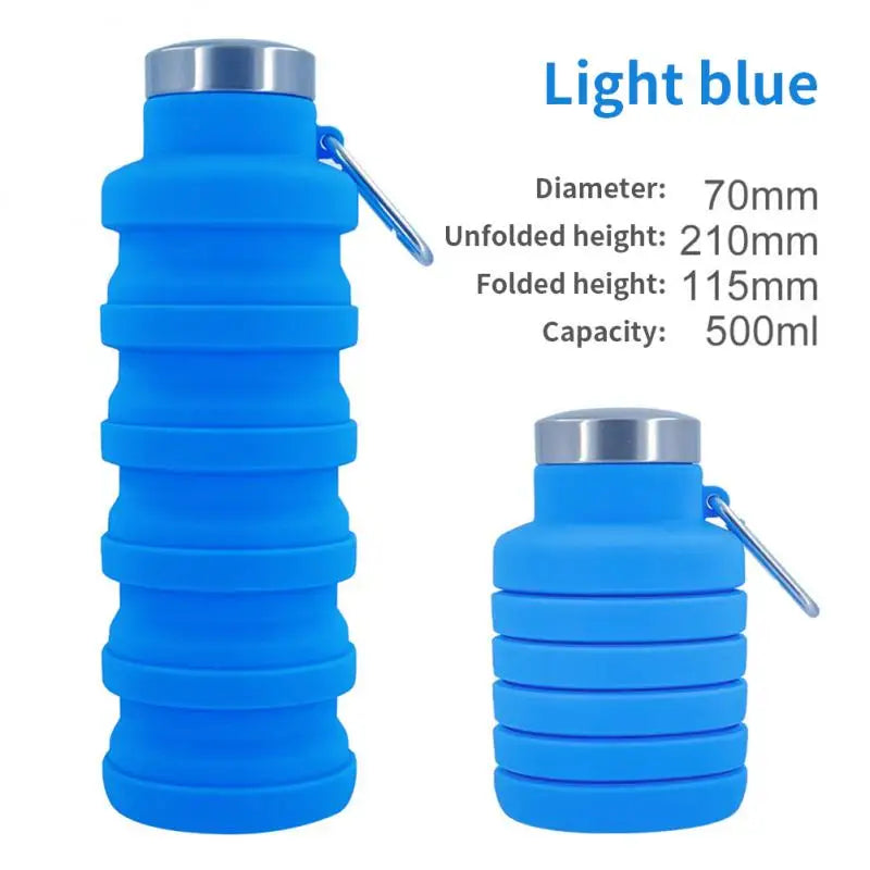 Foldable silicone water bottle - BPA-free &amp; portable for outdoor activities &amp; hiking