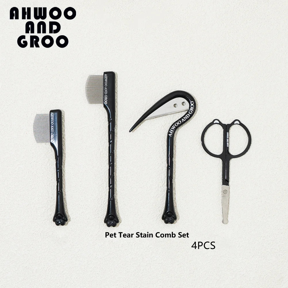 Haustier-Pflegeset 4-teilig - Kamm, Zahnbürste, Schere, Nagelknipser für Hunde & Katzen