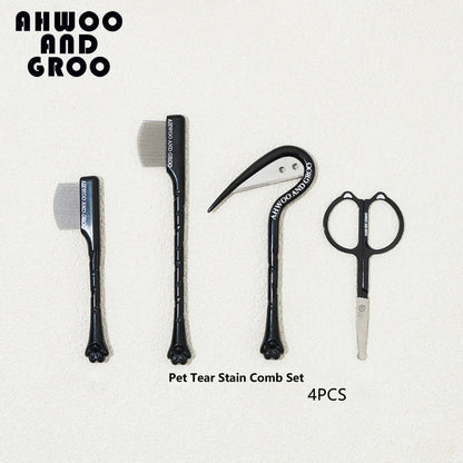 Haustier-Pflegeset 4-teilig - Kamm, Zahnbürste, Schere, Nagelknipser für Hunde & Katzen