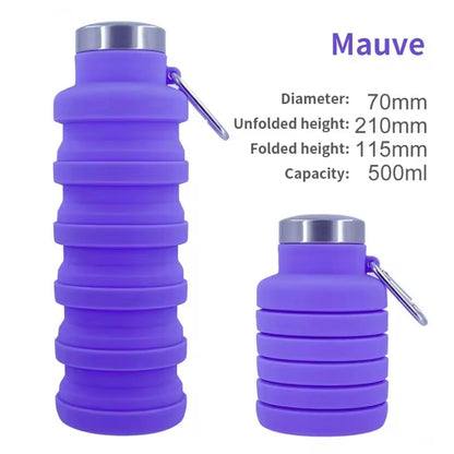 Foldable silicone water bottle - BPA-free &amp; portable for outdoor activities &amp; hiking
