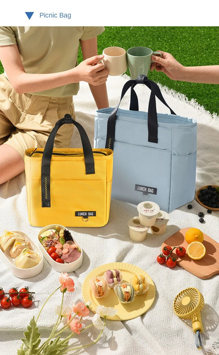 Bolsa térmica Bento para almuerzo, de gran capacidad, con cremallera, para mujer, ideal para viajes y picnic.