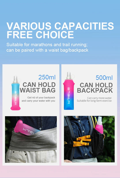 Botella plegable deportiva de TPU de 250 ml/500 ml - Ultraligera para correr, maratones y actividades al aire libre - 8 colores
