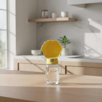 2-in-1 Hunde Wasserflasche mit Futterbehälter – Tragbare Auslaufsichere Outdoor Trinkflasche für Hunde & Katzen