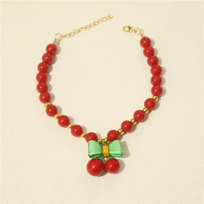 Collar de perlas para mascotas: hecho a mano, diseño de cereza para perros y gatos.