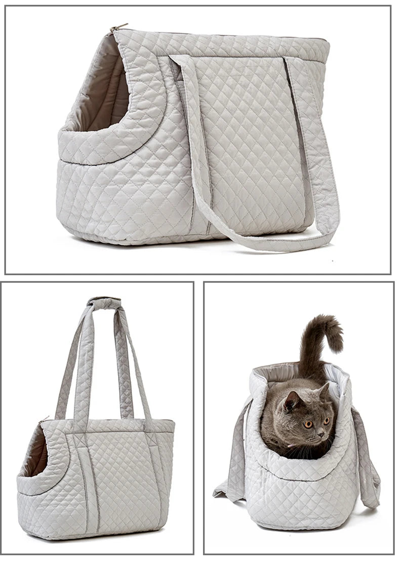 Pet Handbag for Cats - Quilted Shoulder Bag for Autumn &amp; Winter