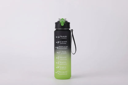 Botella deportiva de 1 l con marcador de tiempo y pajita: motivadora y a prueba de fugas.