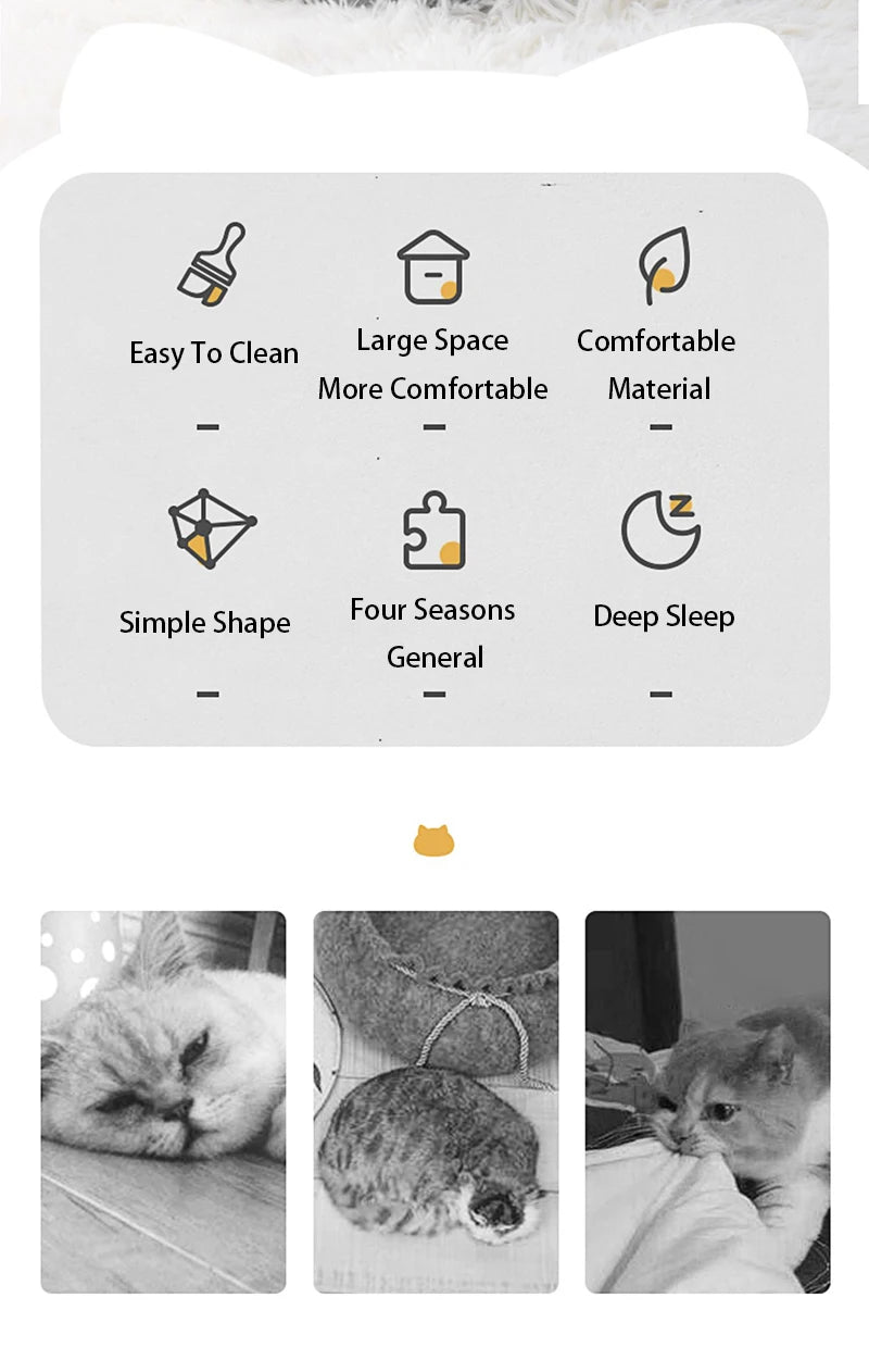 Cat-shaped cat cave - Warm sleeping cave with non-slip base for cats &amp; small dogs
