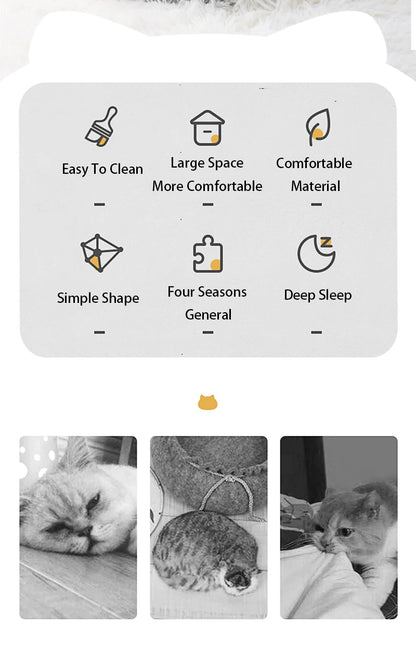 Cat-shaped cat cave - Warm sleeping cave with non-slip base for cats &amp; small dogs
