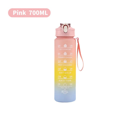 Botella deportiva de 1 l con degradado, pajita y marcador de tiempo – Diseño con degradado de color