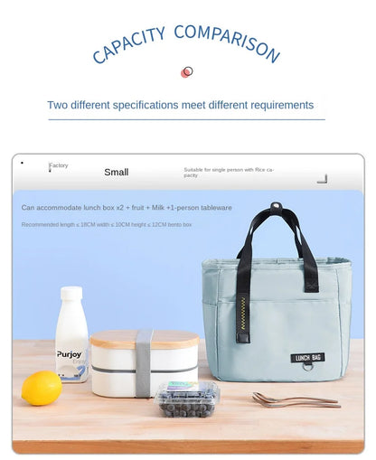 Bolsa térmica Bento para almuerzo, de gran capacidad, con cremallera, para mujer, ideal para viajes y picnic.