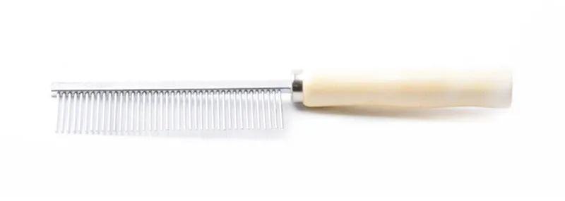 Wooden handle dog &amp; cat comb – stainless steel teeth, 40 teeth – removes loose hair &amp; undercoat