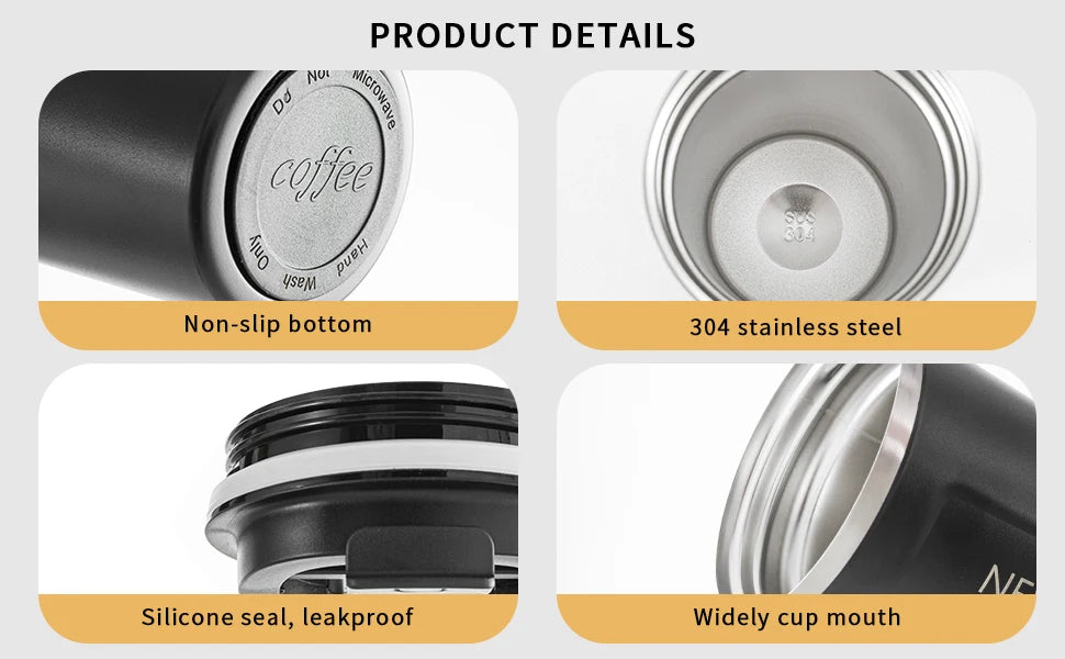 Taza térmica de acero inoxidable de 510 ml con pantalla LED de temperatura: a prueba de fugas para llevar.