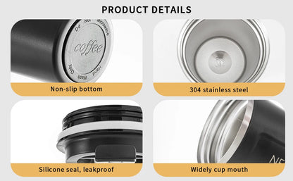 Taza térmica de acero inoxidable de 510 ml con pantalla LED de temperatura: a prueba de fugas para llevar.