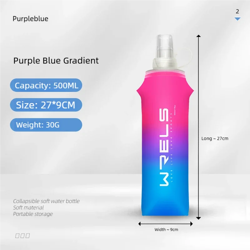 Botella plegable deportiva de TPU de 250 ml/500 ml - Ultraligera para correr, maratones y actividades al aire libre - 8 colores