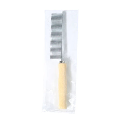 Wooden handle dog &amp; cat comb – stainless steel teeth, 40 teeth – removes loose hair &amp; undercoat