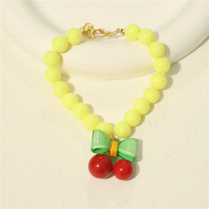 Collar de perlas para mascotas: hecho a mano, diseño de cereza para perros y gatos.