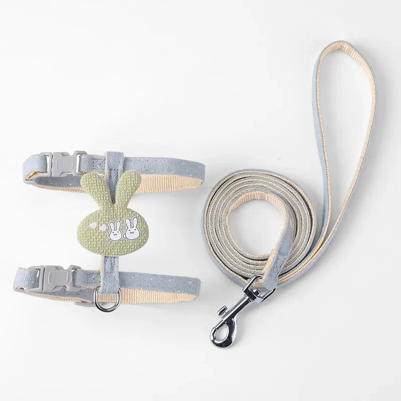 Adjustable cat harness with leash – cartoon design for kittens &amp; puppies