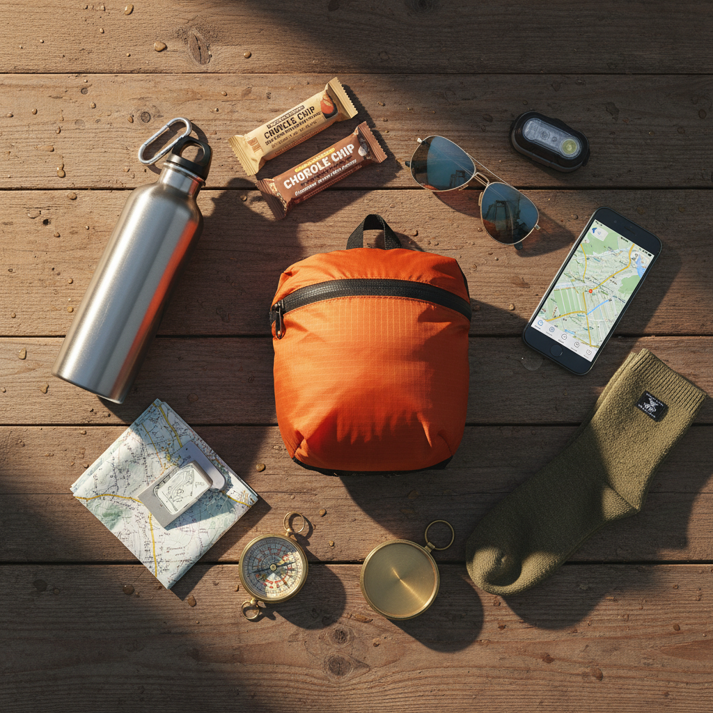 Flat Lay mit Outdoor-Ausrüstung