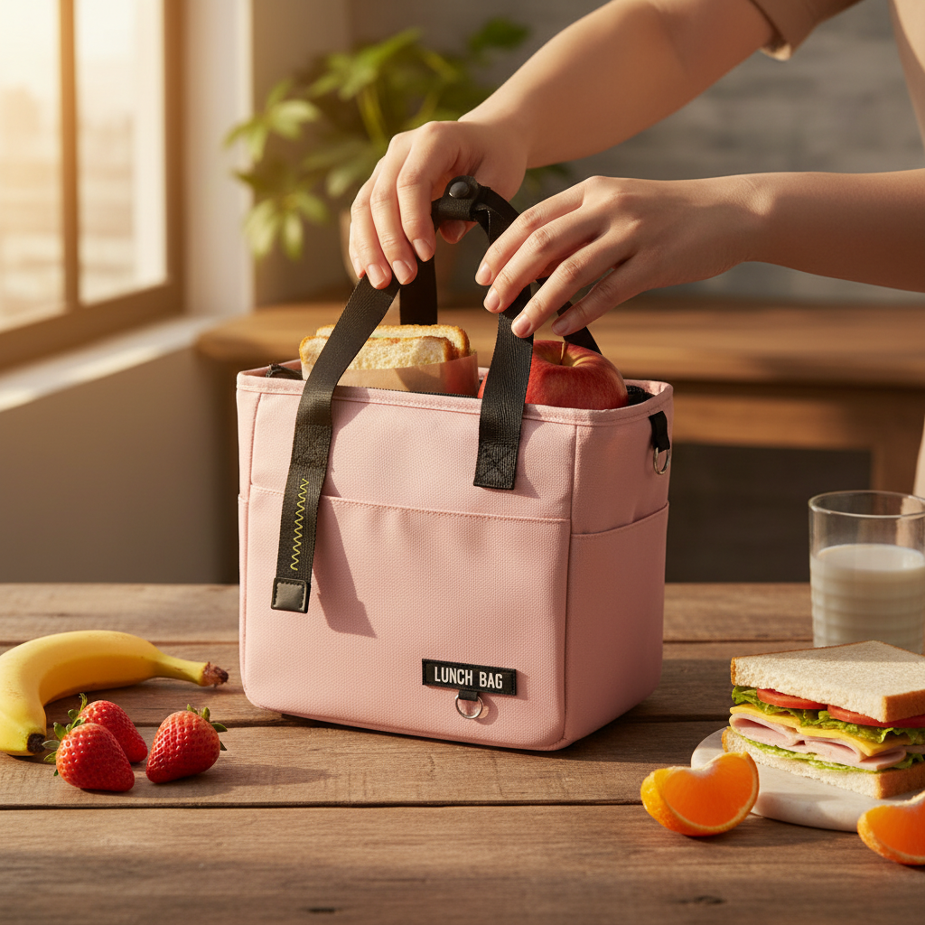 Nahaufnahme Lunch Bag mit frischen Lebensmitteln
