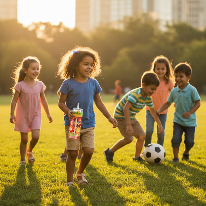 Kinder spielen im Park - korrigierte Größe