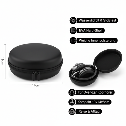 Produktinfo schwarze Kopfhörer-Tasche