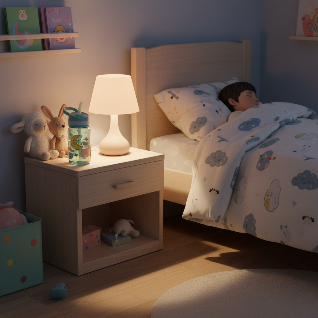 Trinkflasche am Nachttisch